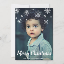 Cartão De Festividades Simples Flocos de Neve Bonitos no Natal Moderno