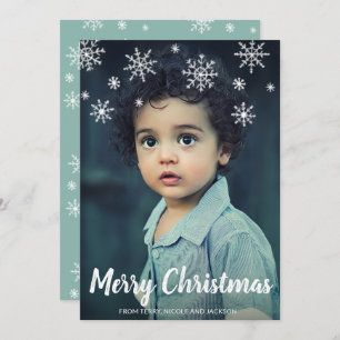 Cartão De Festividades Simples Flocos de Neve Bonitos no Natal Moderno