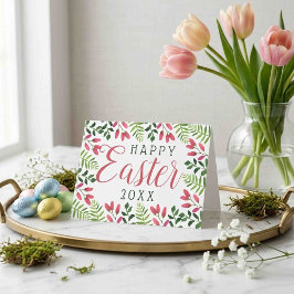 Cartão De Festividades Simples Flores de Primavera Feliz Páscoa