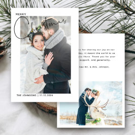 Cartão De Festividades Simples Foto De Casamento De Natal De 1rua Obrigad