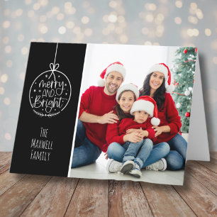 Cartão De Festividades Simples Foto Feliz Natal Brilhante