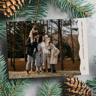 Cartão De Festividades Simples foto moderna de Natal com borda ondulada n