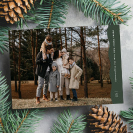 Cartão De Festividades Simples foto verde de Natal com borda ondulada mod