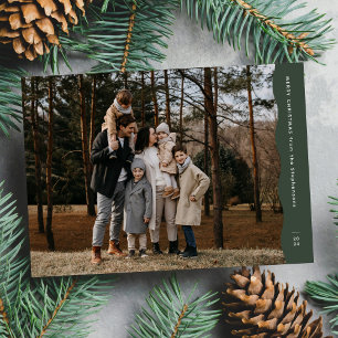 Cartão De Festividades Simples foto verde de Natal com borda ondulada mod