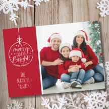 Simples Foto Vermelha e Branca Feliz Natal