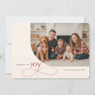 Cartão De Festividades Simples Fotos de Família em Natal com Letra Elegan