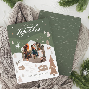 Cartão De Festividades Simples Joy Woodland Animal & Cozy Village Foto