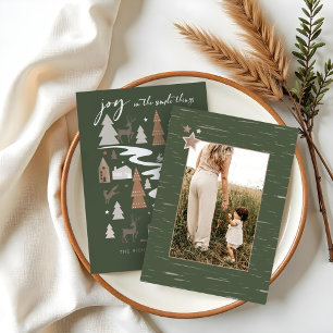 Cartão De Festividades Simples Joy Woodland Animal & Cozy Village Foto