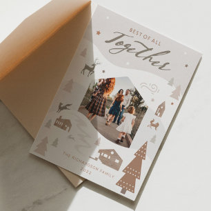 Cartão De Festividades Simples Joy Woodland Animal & Cozy Village Foto