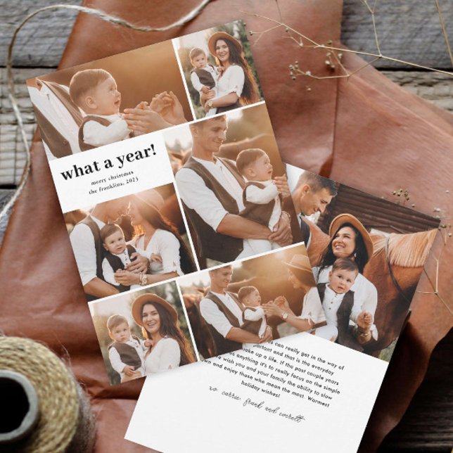 Cartão De Festividades Simples Moderno Que Foto de Ano Coletiva Natal (Simple and modern photo collage what a year christmas holiday card.)