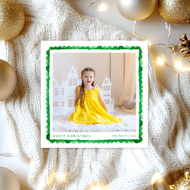 Cartão De Festividades simples moderno retro verde quadrado natal