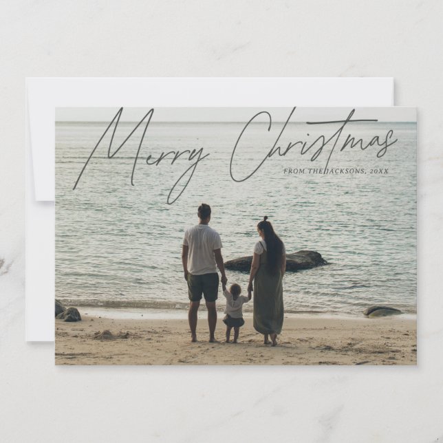 Cartão De Festividades Simples Natal Feliz E Feliz De Cheio (Frente)