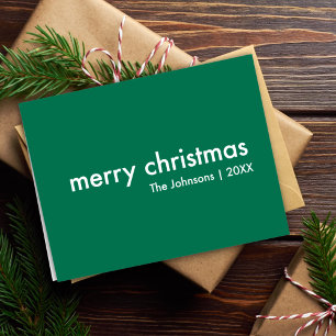 Cartão De Festividades Simples Natal Na moda mínimo moderno verde