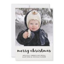 Simples Natal Preto e Branco Feliz com Foto