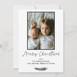 Cartão De Festividades Simples Preto e Branco Feliz Natal 5X7