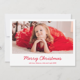 Cartão De Festividades Simples Red Elegante Foto Moderna Natal