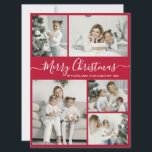 Cartão De Festividades Simples Red White 5 Fotografia Collage Natal<br><div class="desc">Simples, Elegante Caligrafia Vermelha e Branco 5 Fotografias Colagem Feliz Cartão de Férias de Natal. Este modelo festivo, minimalista e cômico de cinco (5) cartões de natal de fotográfico apresenta uma bonito colagem fotográfica e diz "Feliz Natal"! O texto de saudação de "Feliz Natal" é escrito em um belo tipo...</div>