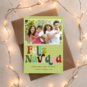 Cartão De Festividades Simples Retro Feliz Navidad Foto Verde