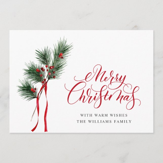 Cartão De Festividades Simples Saudações de Natal Elegantes (Frente)