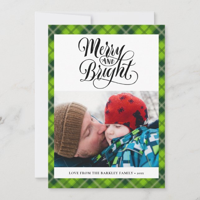 Cartão De Festividades Simples Script de Diversão de Xadrez de Tartan Pre (Frente)