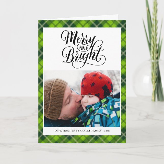 Cartão De Festividades Simples Script de Diversão de Xadrez de Tartan Pre (Frente)