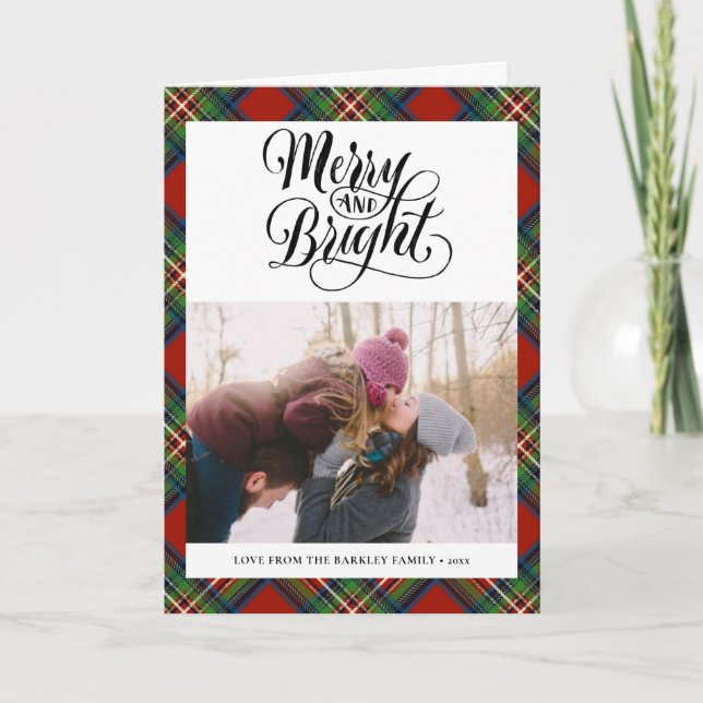 Cartão De Festividades Simples Script de Diversão de Xadrez do Tartan Pre (Frente)