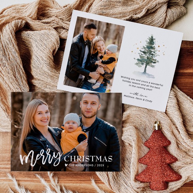 Cartão De Festividades Simples Script Love Heart Felry Christmas 2 Photo (Criador carregado)