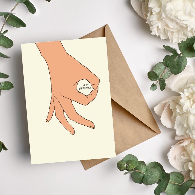 Cartão De Festividades Sinal de Aniversário do Círculo Mão OK (Criador carregado)