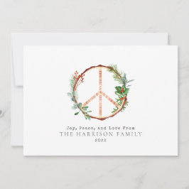 Cartão De Festividades Sinal de Paz Botânico de Madeira Amor Alegria Nata