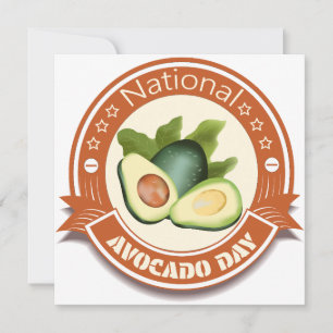 Cartão De Festividades Sinal do Dia Nacional do Avocado e Crachá