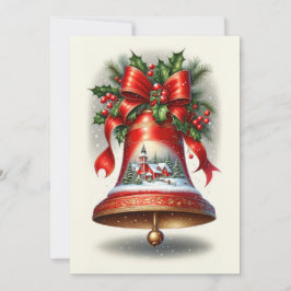 Cartão De Festividades Sino de Caril de Natal