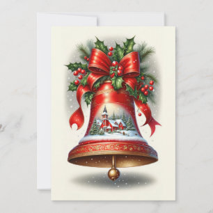 Cartão De Festividades Sino de Caril de Natal