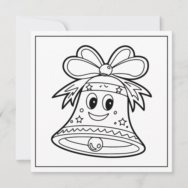 Cartão De Festividades Sino de coloração de Natal Festivo (Frente)