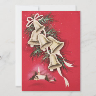 Cartão De Festividades Sino de Igreja de Natal Antigo