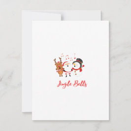 Cartão De Festividades Sinos com Papai Noel, Boneco de Neve e Rena em um