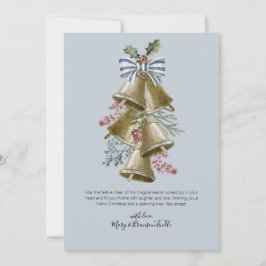 Cartão De Festividades Sinos de Jingle com Aquarela Trocar com Arco e Hol