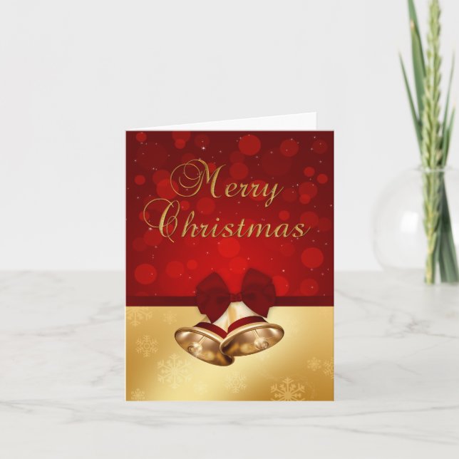 Cartão De Festividades Sinos de Natal do Ouro precioso (Frente)