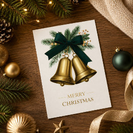 Cartão De Festividades Sinos de Natal Dourados Feliz Natal Feriado