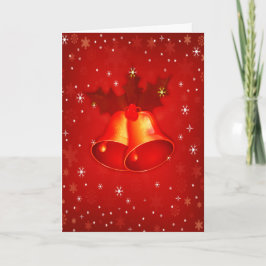 Cartão De Festividades Sinos de Natal Vermelhos Lindos Elegantes