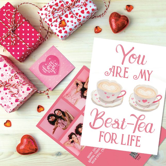 Cartão De Festividades Sip & Cherish: Melhor Chá para a Vida de Galentine (Criador carregado)