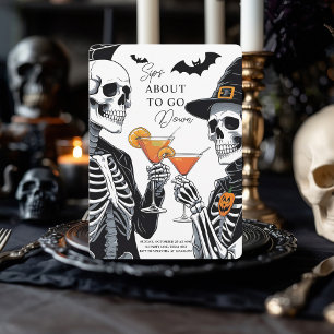 Cartão De Festividades Sips prestes a descer   Skeleton Halloween