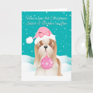 Cartão De Festividades Sister & Brother-in-Law Shih Tzu Dog Christmas Car