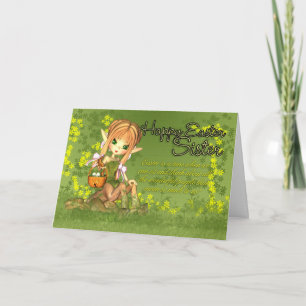 Cartão De Festividades Sister Easter Card - Cute Centaur With Easter Bask