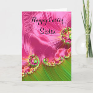 Cartão De Festividades Sister / Happy Easter - Pink/Lime Green Fractal
