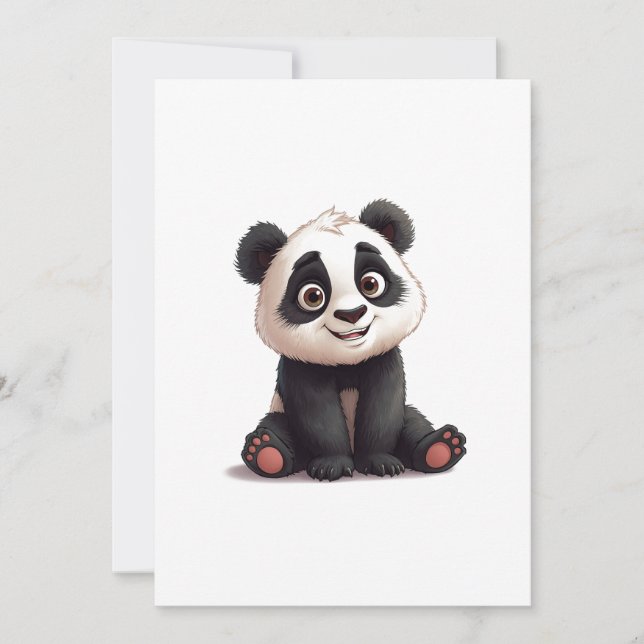 Cartão De Festividades Sitting Panda Bear Cartoon Illustration Artwork (Frente)