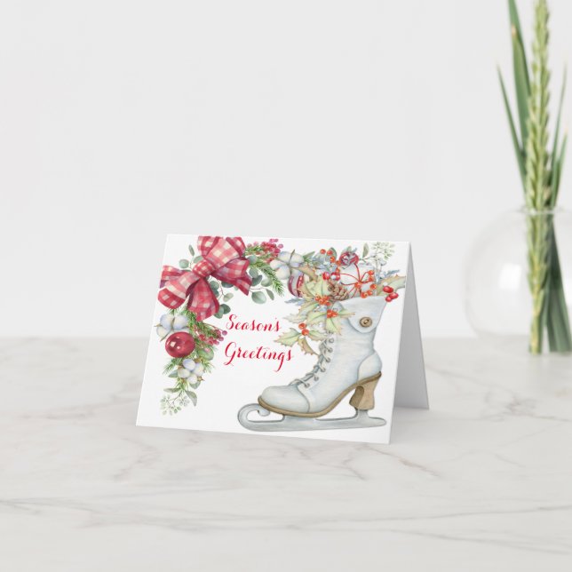 Cartão De Festividades Skate de gelo de Natal (Frente)