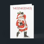 Cartão De Festividades Skating Santa Claus<br><div class="desc">patinagem no gelo Vintage com canas doces que dizem ho,  ho,  ho</div>