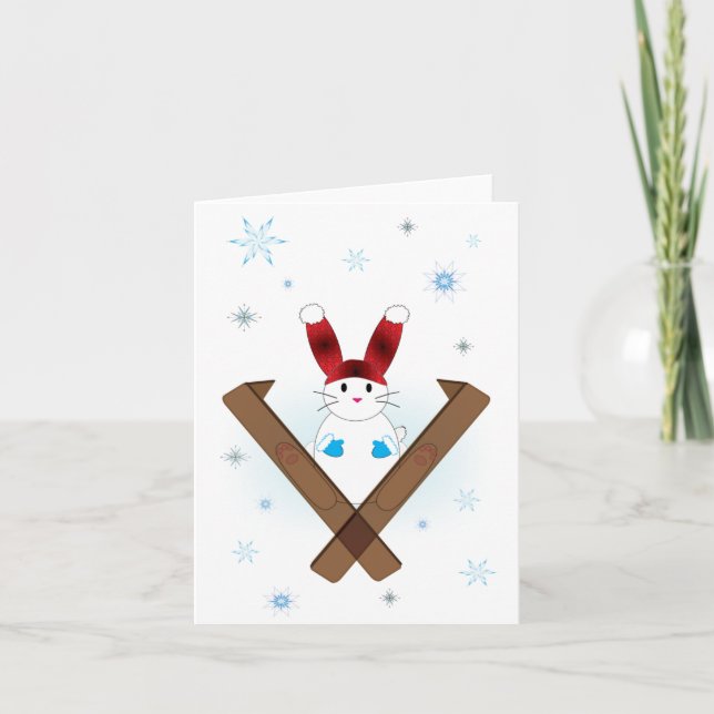 Cartão De Festividades Ski Bunny (Frente)