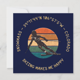 Cartão De Festividades Ski Snowmass, Colorado - Woman Skier, Texto Amarel