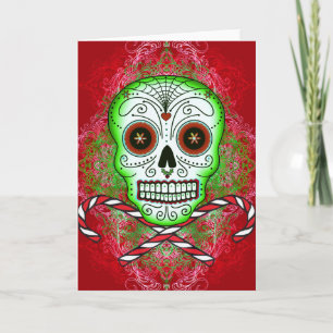 Cartão De Festividades Skull and Candy Canes Card